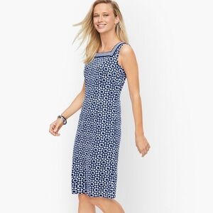 Blue and white sleeveless dress